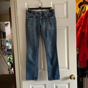 Miss Me Blue Straight Leg Jeans with Embellishments